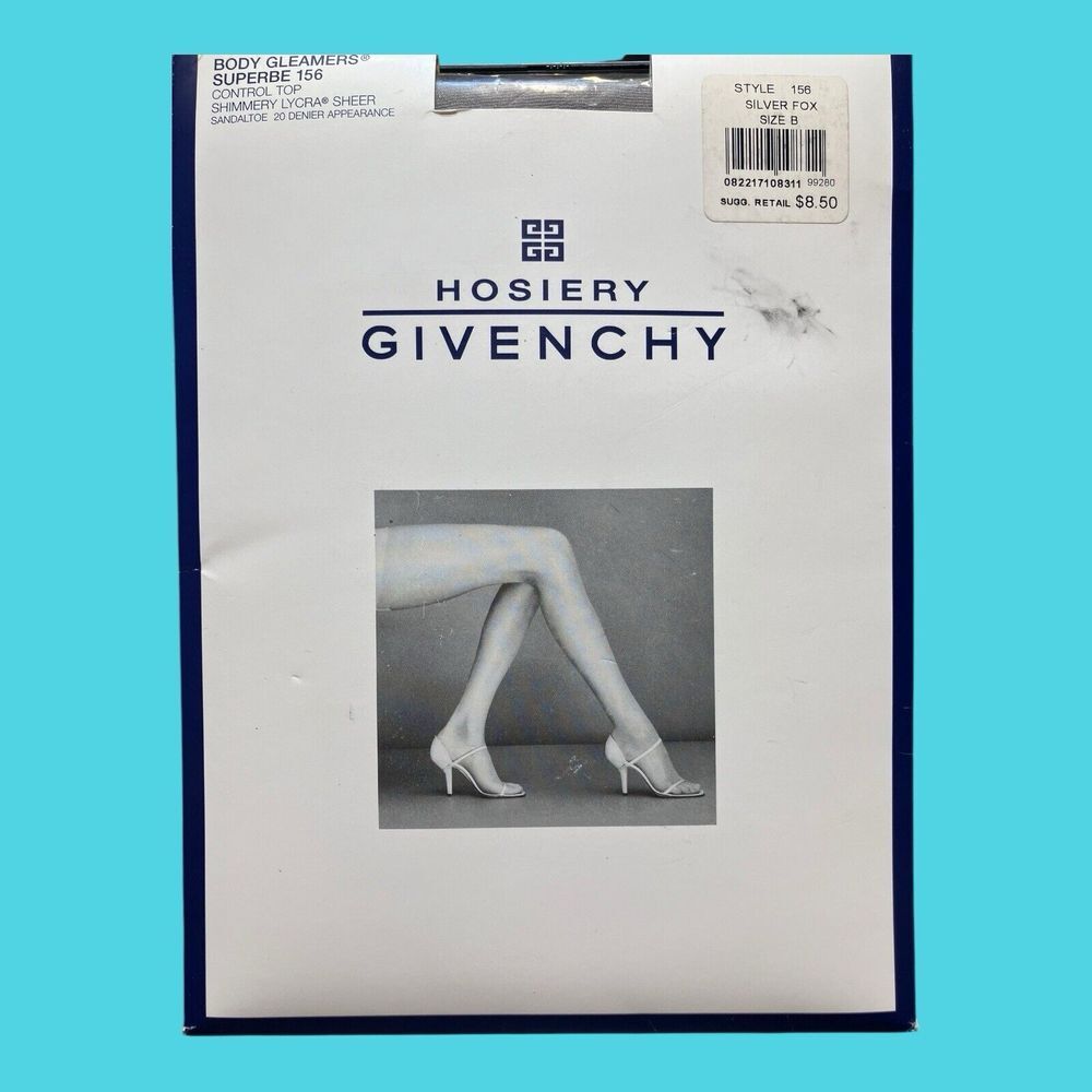 Givenchy Control Top Pantyhose Size B 156 Silver‎ Fox Shimmery Lycra Sheer New